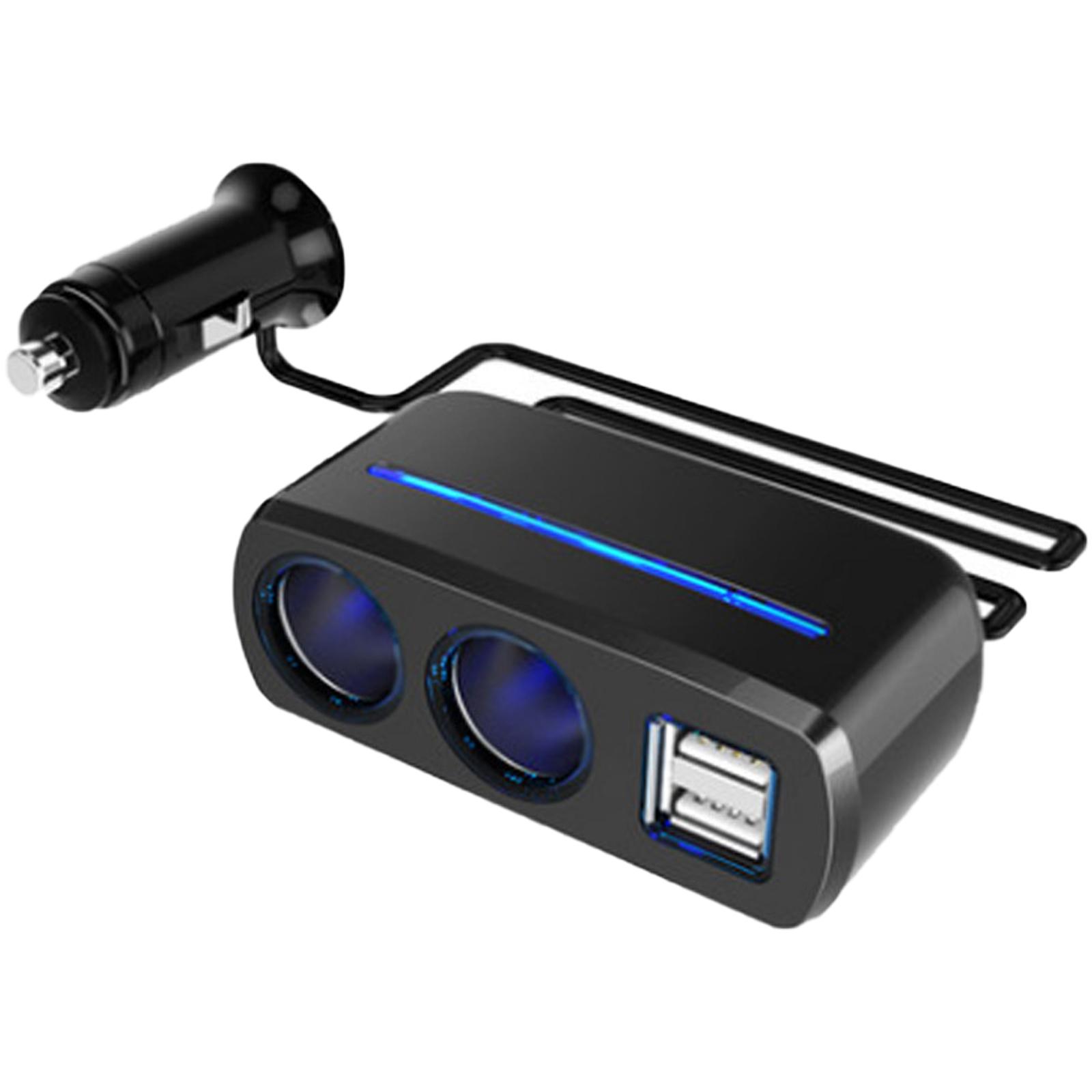 

Car Charger 2 Hole Cigarette Lighter Socket Splitter 80W Car Fast Charging Power Adapter Cable Cord Build-in LED Light