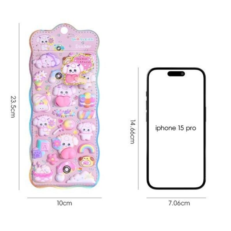1/4Pcs Kawaii Cartoon 3D Animal Fart Peach Stereo Sticker Stereoscopic Lovely Relieve Stress Stickers Diy Decor Stickers