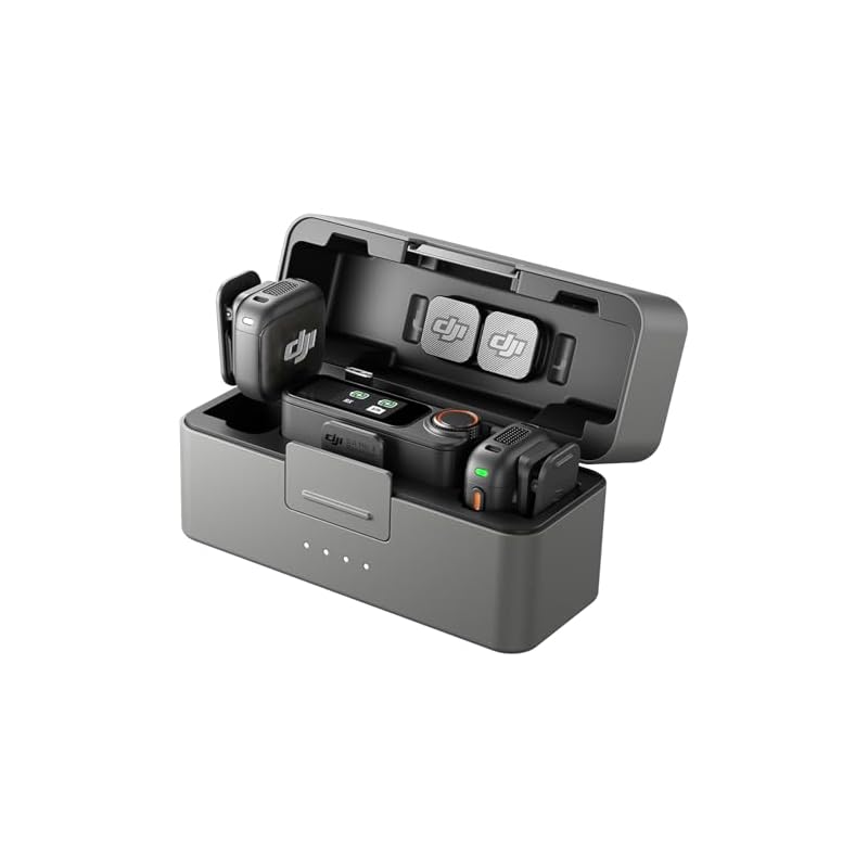 DJI Mic 3 (2 TX + 1 RX + Charging Case) Lavalier Microphone for iPhone/Camera/Android - Ultralight Wireless Microphone with Adaptive Gain Control for
