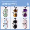 Natural Crystal Cats Pendant Necklace Delicate Crystal Cats Pendant Necklace with Spiritual Symbolism for Fashionistas
