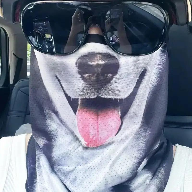 Cycling Sunscreen Mask Orange Cat Summer Funny Veil Animal Face Towel Cat Ear Hanging Integrated Protective Mask Neck Protection