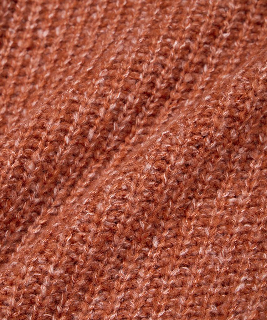NODU Adn Heathered Hacci Round Semi-Overfit Long Sleeve Knit [Orange]