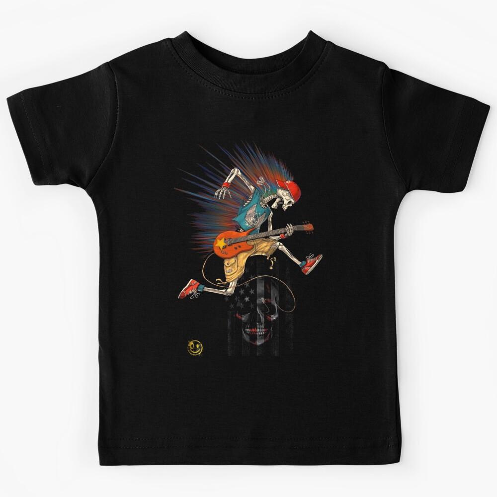 Jump Skeleton Guitarist Kids T-Shirt 130