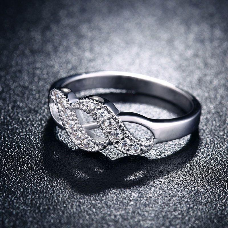 Spiral Fashion Double Jewelry High Quality Womens Ring Shiny Silver Four Sizes