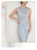 Miyake Women's Solid Sleeveless Pleated Slim-Fit Summer Maxi Dress