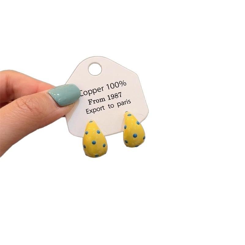 Hong Kong Style Real Gold Electroplated Leopard Print Circle Earrings Square Face Retro High-end Earrings Commuter Versatile Earrings Niche