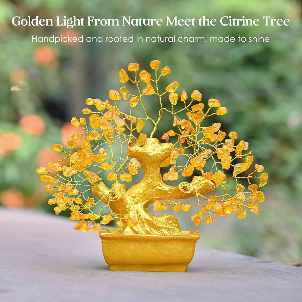 Lucky Feng Shui Citrine Tree of Life Bonsai – Gift for Women & Men | Showpiece for Home Decor Living Room | Positive Energy Items |