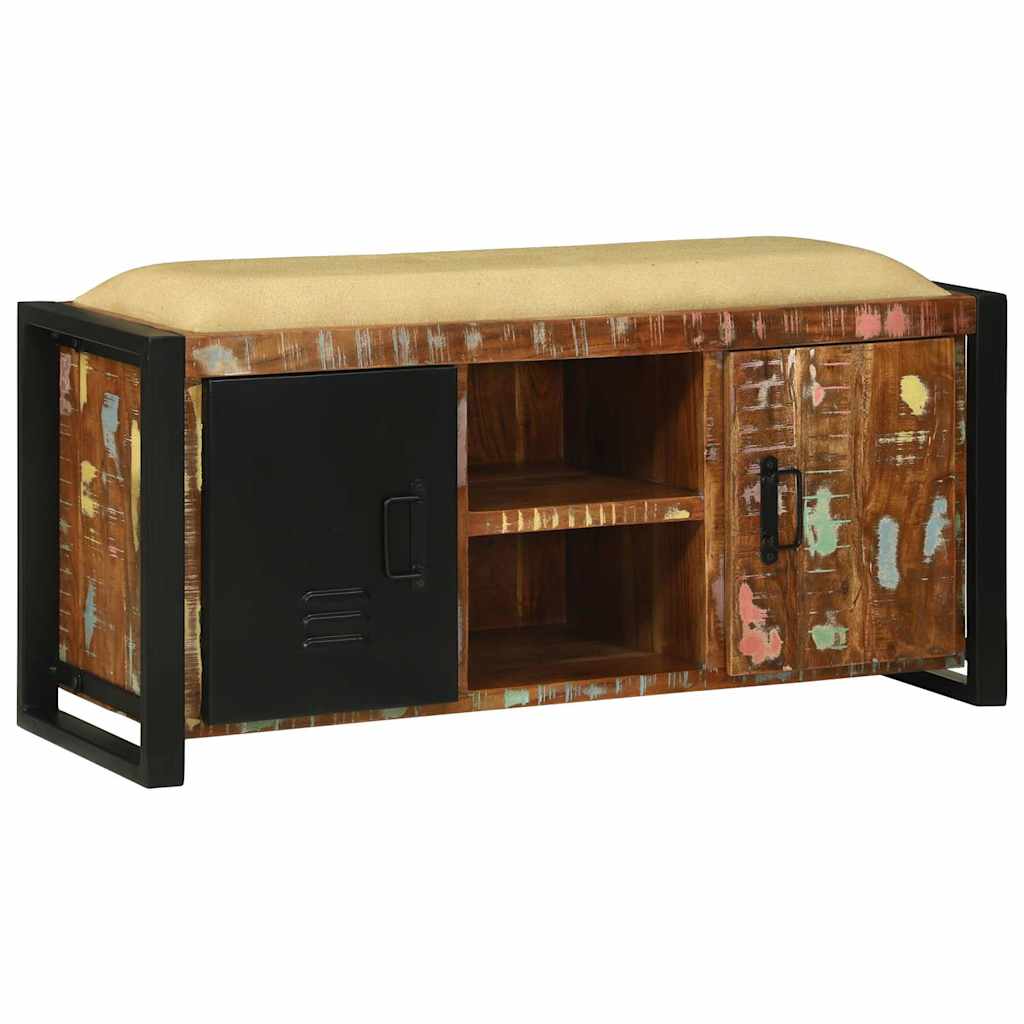 Storage Bench Multicolored 100 X 35 X 50 Cm Solid Reclaimed Wood
