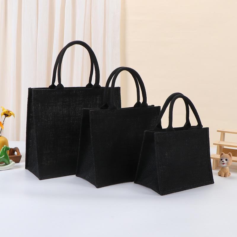 Red Burlap Tote, Green Burlap Tote, Black & Blue Linen Shopping Bag, MUJI Tote Bag.