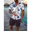 Hawaiian Men's Shirt Set 3D Printed Short-Sleeve Shirt Set Summer Beach Collared Two-Piece Shirt