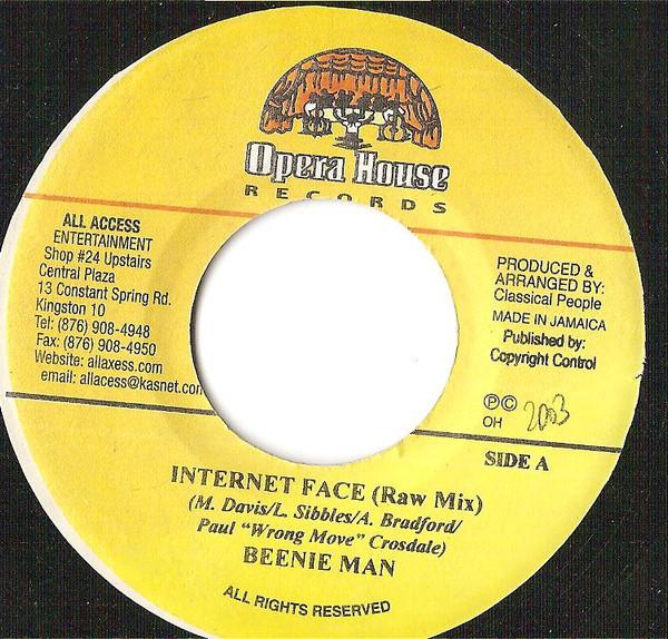 

7inch Record BEENIE MAN - Internet Face NONE Opera House 2003 Jamaica Reggae, Ska & Dub Used