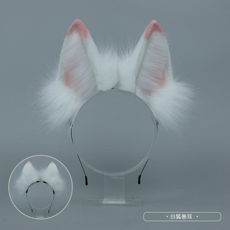 Handmade Plush Fox Ears Headband Cosplay Costume Accessory Sweet Animal Ear Hairband Unisex