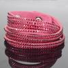 Bracciale multistrato in corda di cuoio con diamanti completi fatto a mano alla moda, bracciale con diamanti colorati alla moda