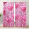 2 Stück rosa Vorhänge mit Herzmuster, geeignet für Schlafzimmer-, Wohnzimmer-, Küchendekoration, Heimdekoration, Fensterdekorationsvorhang