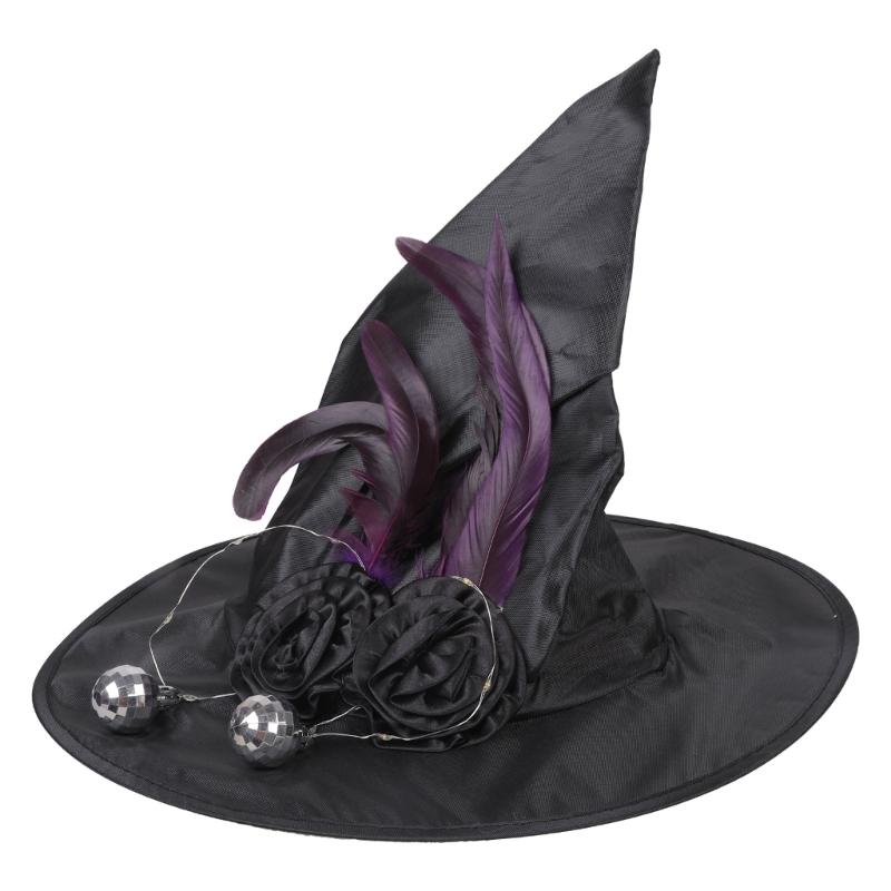 Шляпа ведьмы на Хэллоуин Шляпа волшебника Черная шляпа волшебника Костюм для Хэллоуина Вечеринка Хэллоуин Косплей