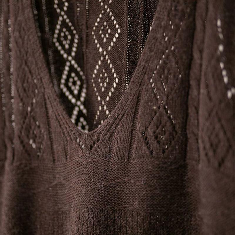 Colete Tricotado Feminino Oversize Camiseta Regata Sem Mangas Tops Soltos Colete Suéter Espessado Casual Gola Redonda Colete