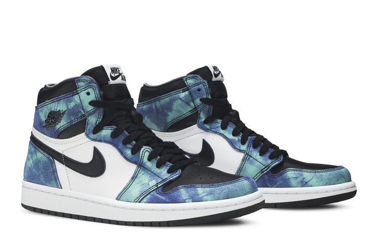 Women's Sneakers Jordan 1 Retro High Tie Dye (Women's) White/Black-Aurora Green