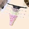 CINOON 3Pcs/Lot Women's Sexy Thin Thong Printed Thin Strap Mesh T-back Seamless Breathable Snug Fit Underwear