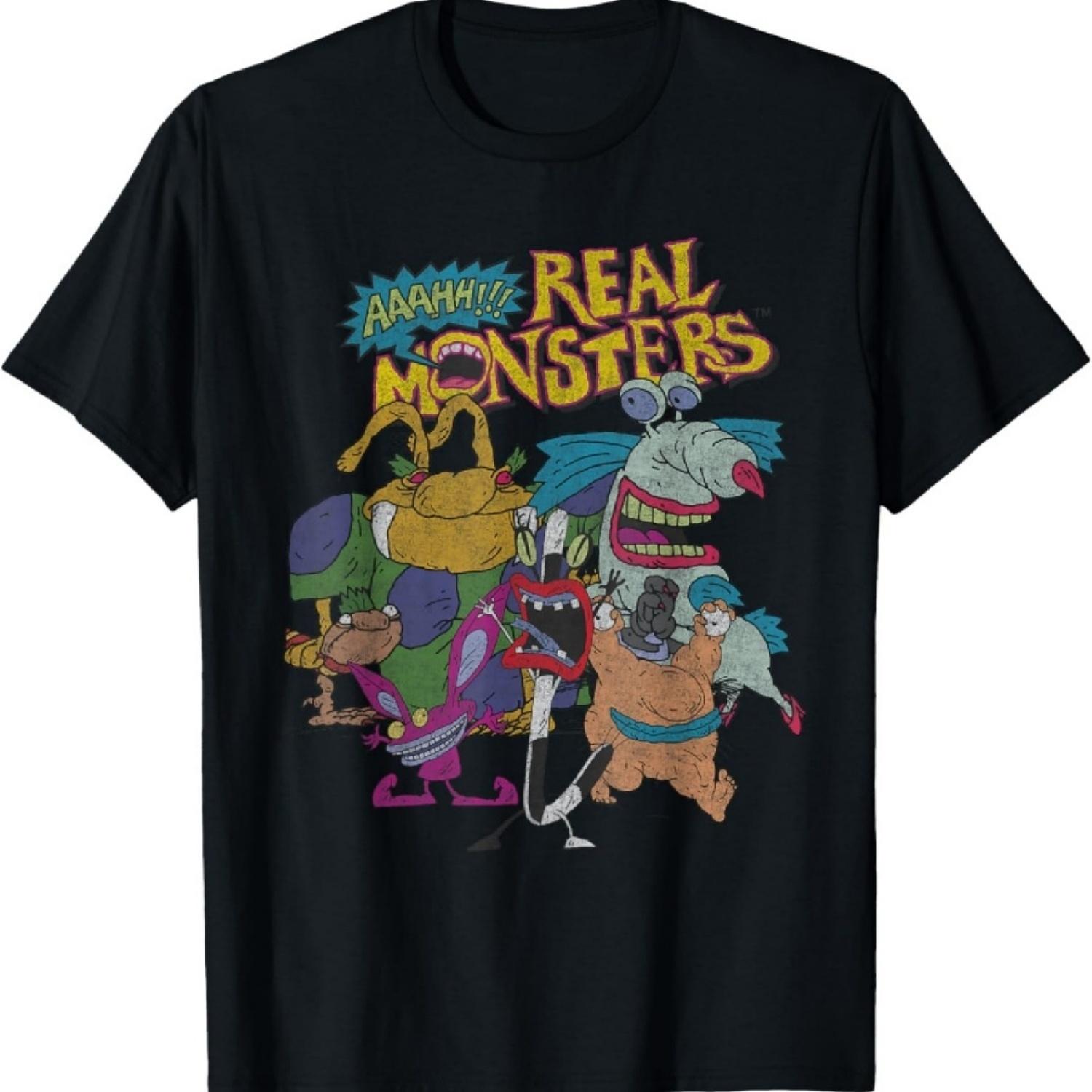 Аааах!!! Футболка «Настоящие монстры» со всеми персонажами S чёрный