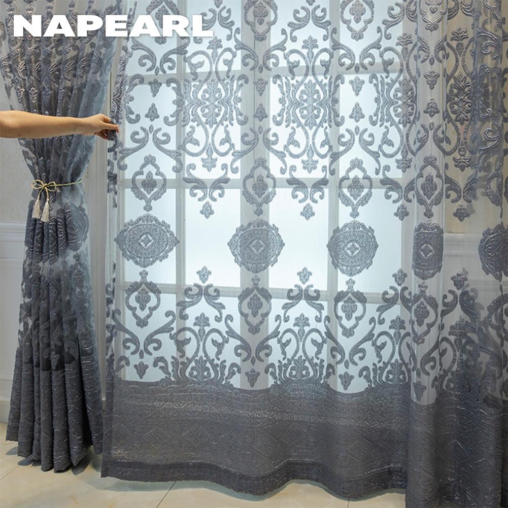 1PC NAPEARL European-style Luxury Jacquard Curtain Transparent Sheer Curtain for Living Room Bedroom Balcony WindowHome Decor