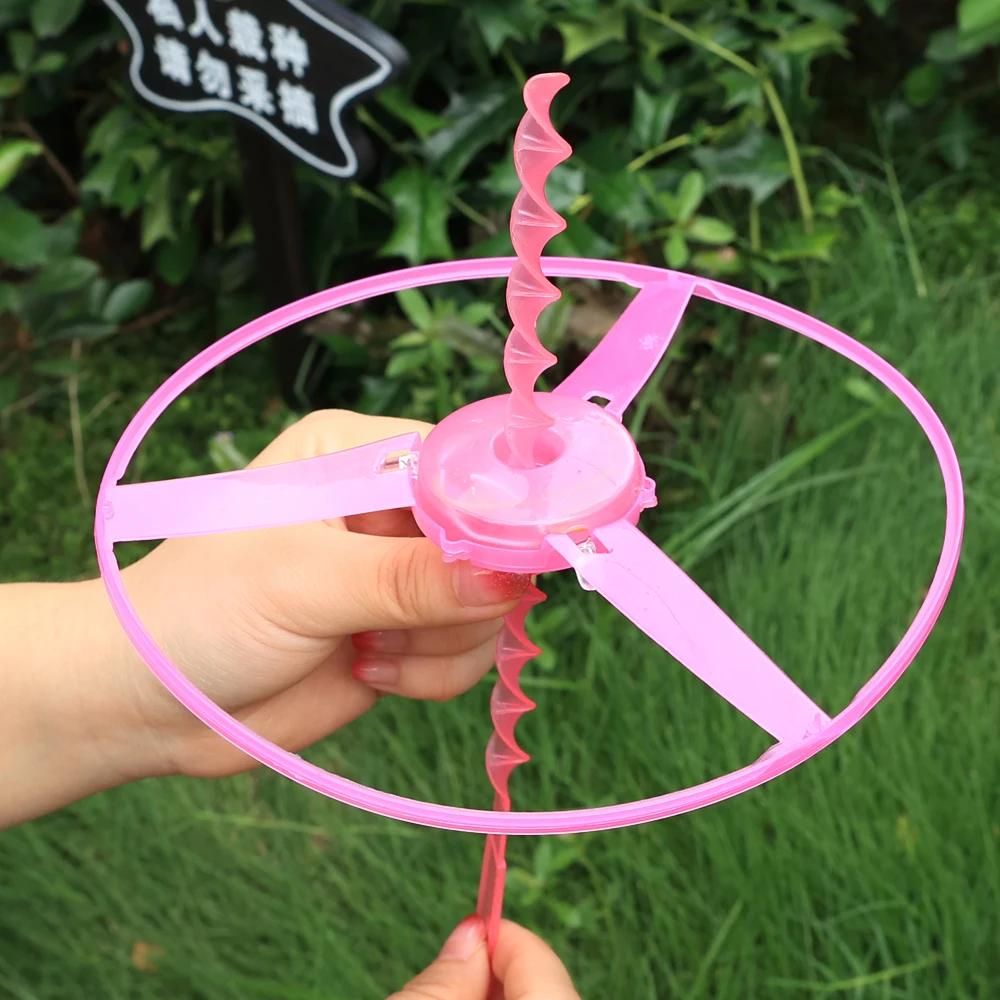 1-10Pcs Flying Helicopter Toy Hand Rotating Circle Bamboo Dragonfly Hand Rub Plastic Propeller For Outdoor Flying Toy Kids Gift