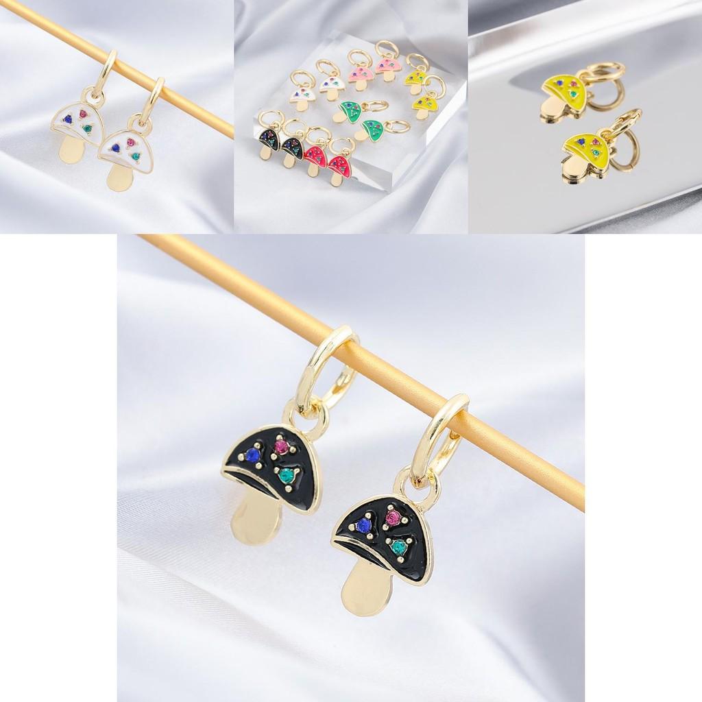 Chic And Versatile Multicolored Mushroom Earrings With Plated Alloy For Women
