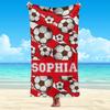 Personalisierte Strandtücher mit Namen für Erwachsene und Kinder, Sport-Thema Fußball, Personalisierte Badetücher für Reisen, Schwimmen, Strand, Fitnessstudio, Sport