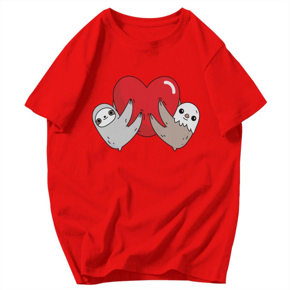 Men T Shirt Sloth Valentines Cotton Y2K Graphic Customized Unisex Tops T Shirts S