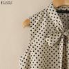 ZANZEA Women Casual Round Neck Loose Sleeveless Polka Dot Print Tank Tops