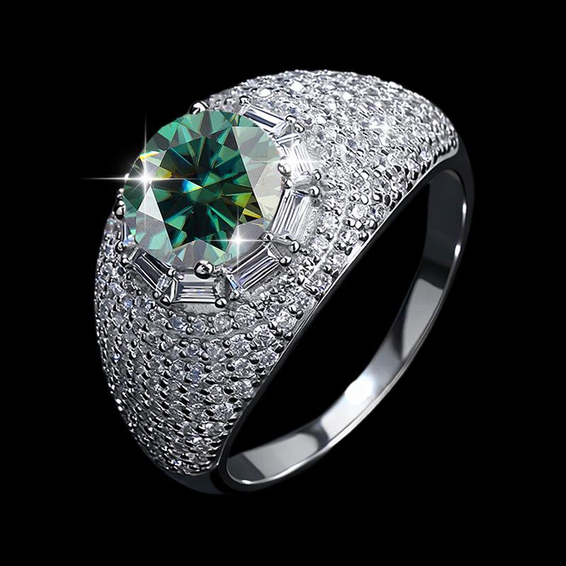 Bestseller 3 Karat Moissanit Hip-Hop Ring, S925 Silber, Trendiger Europäischer und Amerikanischer Stil