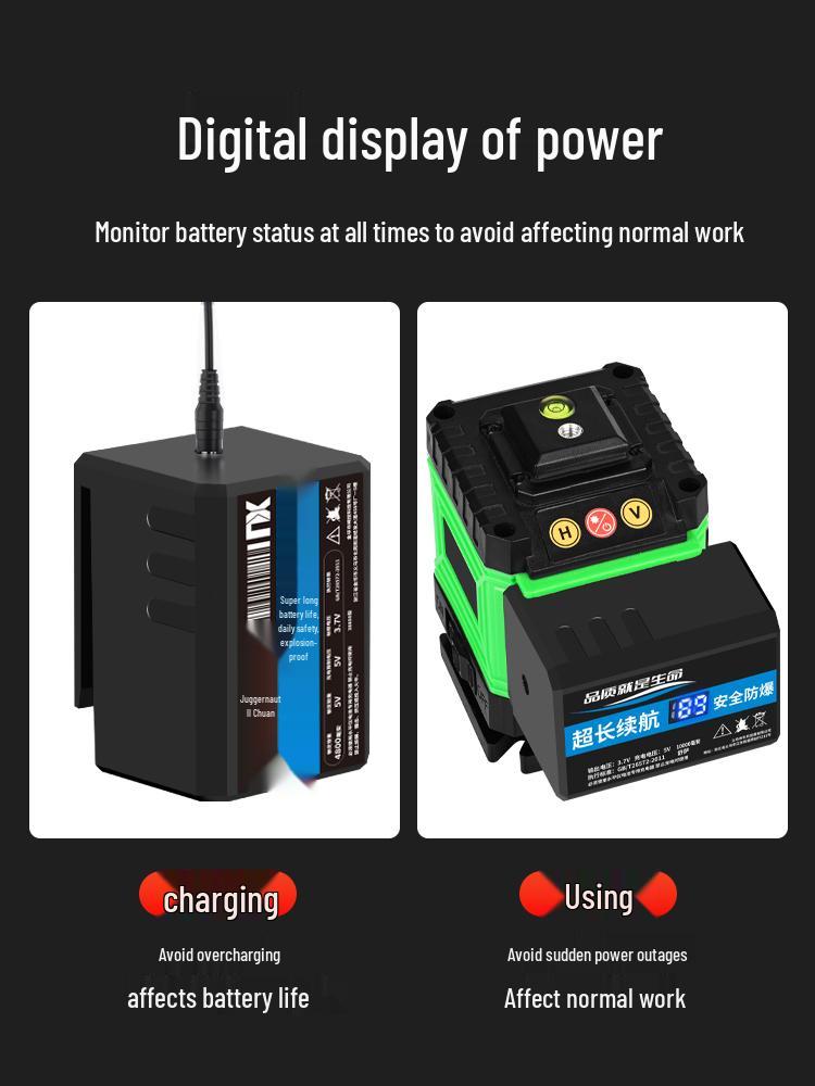 Universal Infrared Laser Level Fast-Charging Lithium Battery with Spirit Level Accessories