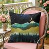 Watercolor Nature Art Cushion Cover Silky Short Plush Invisible Zipper Dustproof Sofa Pillow Case For Home Decor