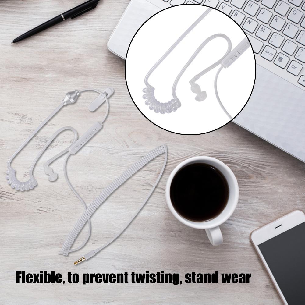 3.5MM Anti Radiation Earpiece Air Tube Earphone Unilateral Reel Mini Built in Microphone