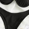 2Pcs/Set Women Sexy Bikini Set Solid Color One-shoulder Bra High Waist Briefs Set Quick Drying Swimsuit Beachwear