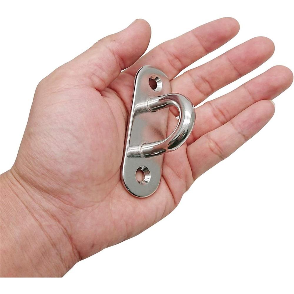 4 Pcs 3.1 Inch 304 Stainless Steel Ceiling Hooks Pad Eyes Plate Marine Hardware Hooks with Screws