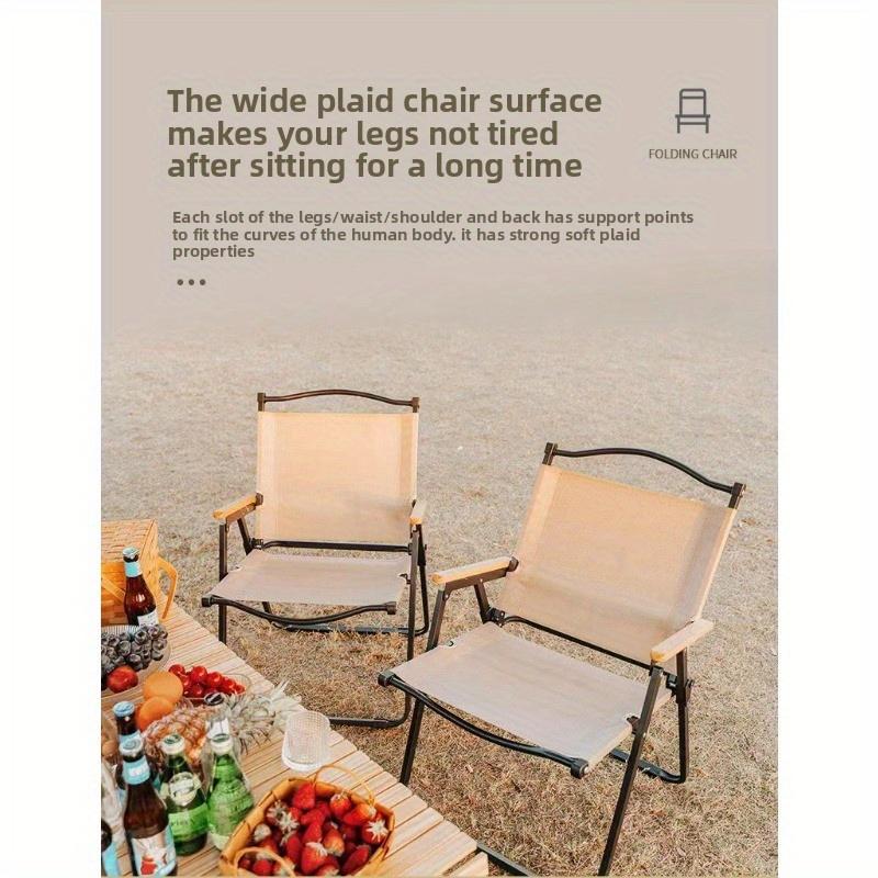 Camping Folding Chair Outdoor Portable Lightweight Beach Chair with Egg Roll Table Set for Picnic BBQ and Travel