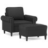 Vidaxl Armchair with Footrest, Black, 60 Cm, Faux Leather
