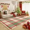 Kerst Vintage Geruit Tapijt Rood Groen En Goud Kleurenschema Woonkamer Slaapkamer Feestelijke Vloermat Huisdecoratie