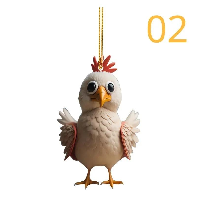 Acrylic Rooster Pendant 6styles Car Rearview Mirror Backpack Hanging Crafts New Year Christmas Tree Decors Gifts 1pc New