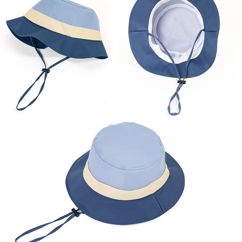 Summer Sun Hat Sunshade Baby Boy Girl Wide Brim Panama Hiking Hat Adjustable Windproof Outdoor Travel Beach Toddler Bucket Hat