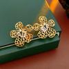 Zircon Hollow Grid Flower Earrings for Women 2025 Fashion Versatile Simple Temperament Stud Earring High-end Accessories