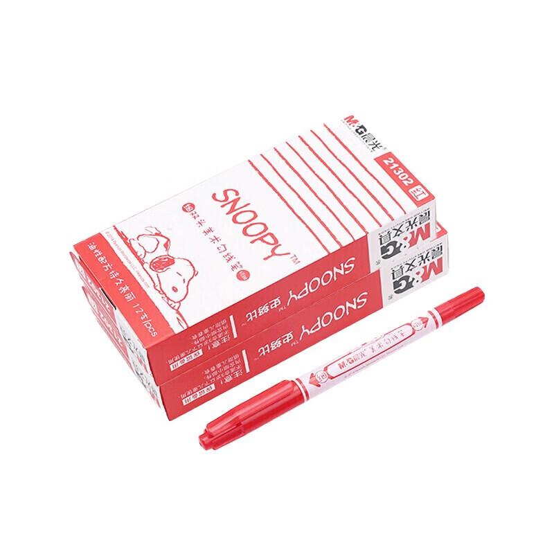 M&G Snoopy Marine Theme Double-Ended Outline Marker Pen красный