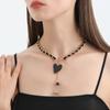 Zinc Zinc Alloy Love Heart Fritillary Necklace Black Ins Clavicle Chain Beauty Flannel Wrapped Choker  Party