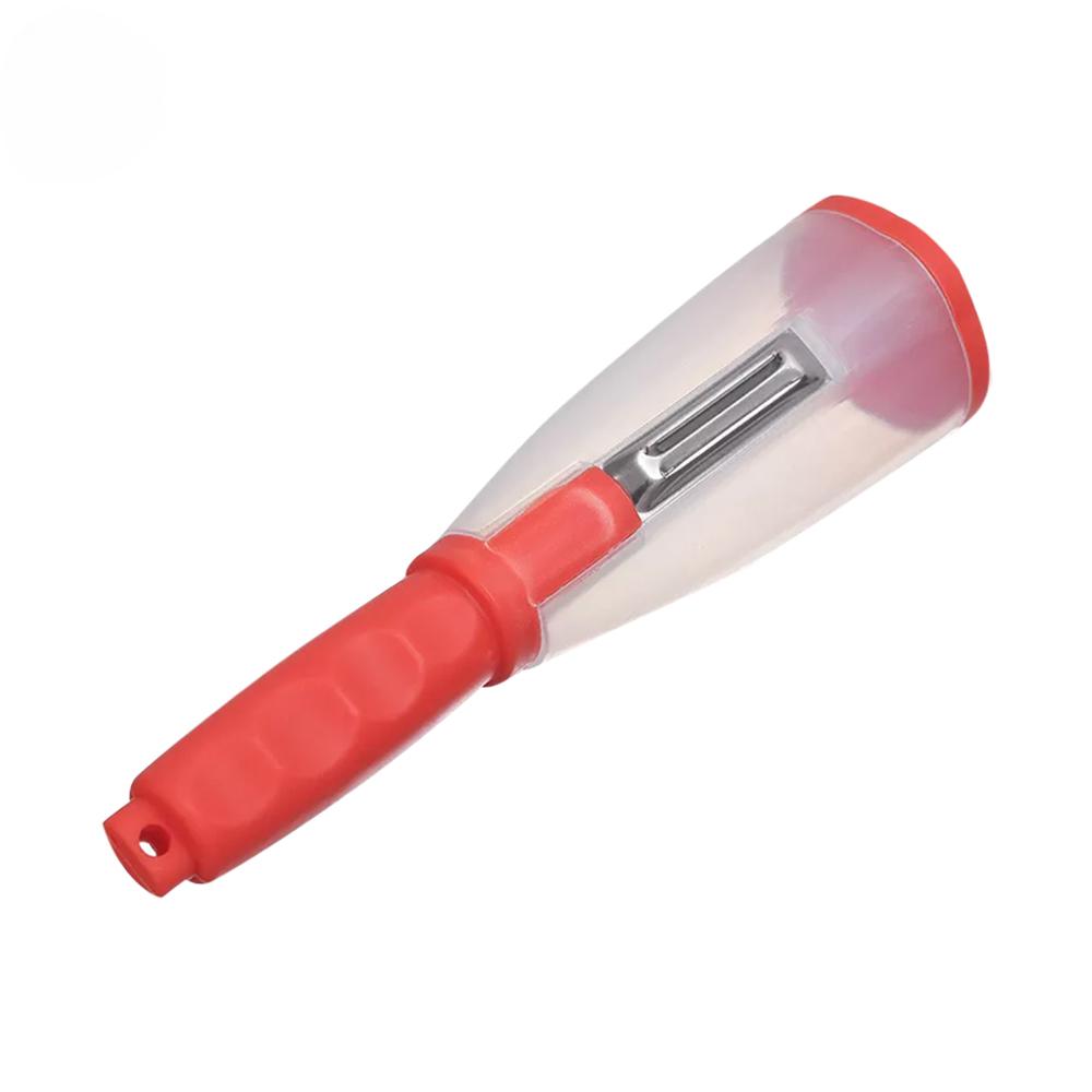 

Многофункциональный нож для чистки овощей и фруктов с трубкой для хранения, овощечистка, инструмент для картофеля, бытовые кухонные принадлежности 2 в 1 красный