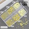 Kreuz Stern Nieten Nagelkunst Set: 6-Fächer-Box mit Gold- und Silber-Metallstickern für vielseitige Nageldekoration
