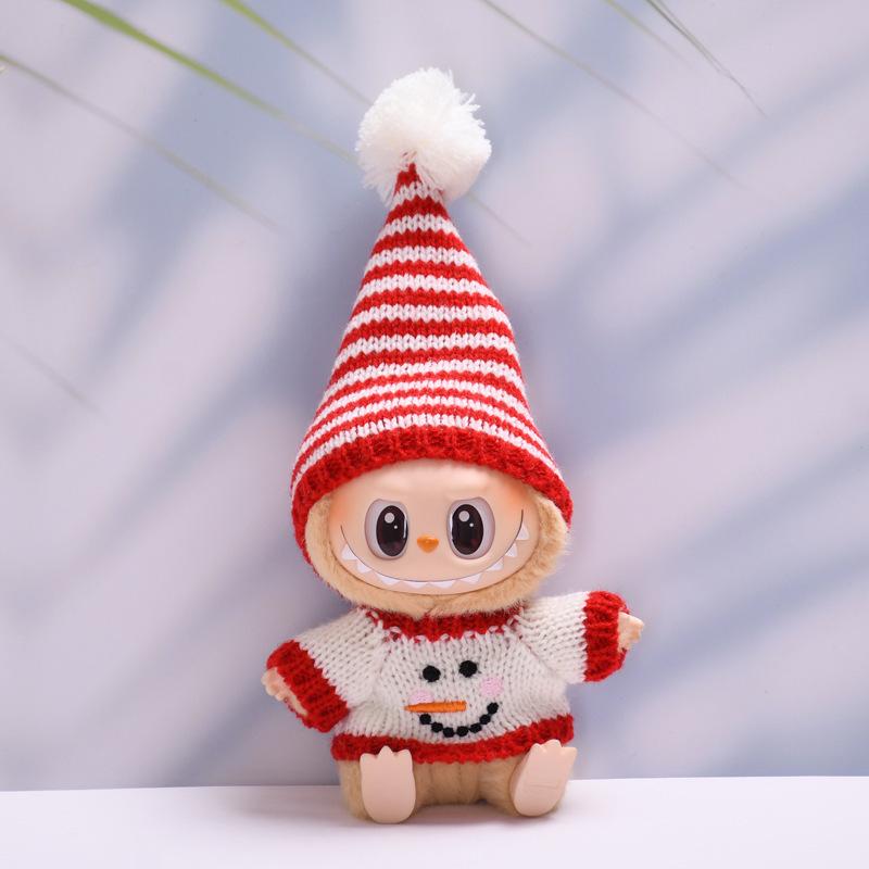 

Одежда для кукол Лабубу: Одна треть детского рождественского плаща с оленем и снеговиком, новогодний наряд для вечеринки, чтобы сидеть. Suitable for 1st, 2nd, 3rd generation charms