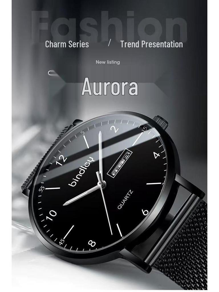 Men's Silent Ultra-Thin Luminous Waterproof Quartz Watch for Teens