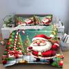 Santa Claus and Christmas Trees Bedding Duvet Cover Set Duvet Cover Pillowcases  (1*Duvet Cover 2*Pillowcases, Without Duvet Insert)