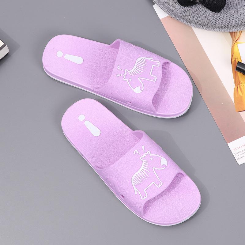 Summer PVC bathroom slippers home cartoon couple sandals indoor cute bath non-slip sandals women's stall