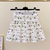 Women's Casual Elastic Waist Short Floral Skirts Solid Streetwear A Line Mini Skirt